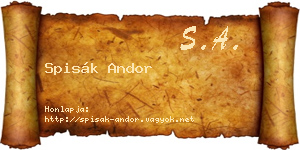 Spisák Andor névjegykártya